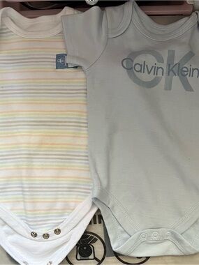 Calvin Klein Light Blue Onesie with Pastel Striped Bodysuit